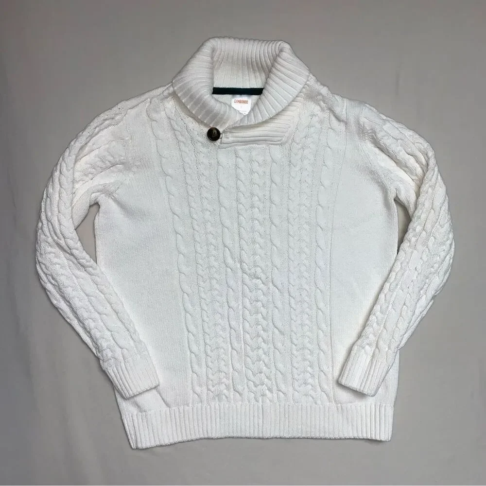 Gymboree White Holiday Boy’s 7 Sweater Knit Cowl Neck Preppy Cardigan Photos